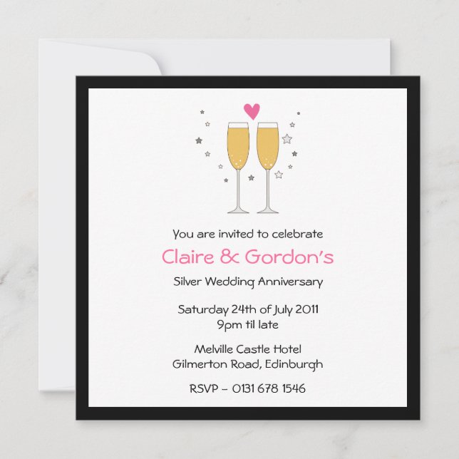 Convite de Aniversário de Casamento com Brinde de  (Frente)