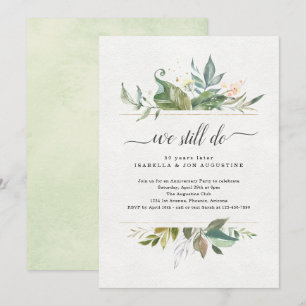Convite de Aniversário de Casamento com Floral em 