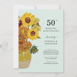 Convite de Aniversário de Casamento com Girassóis 