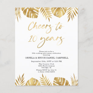 Convite de Aniversário de Casamento de 10 anos Orç