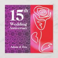 Convite de Aniversário de Casamento de 15 Anos Ros