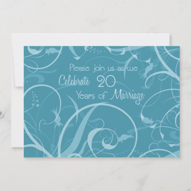 Convite de Aniversário de Casamento de 20 anos em  (Frente)