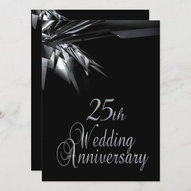 Convite de Aniversário de Casamento de 25 Anos com (Frente/Verso)