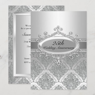 Convite de Aniversário de Casamento de 25 Anos em 