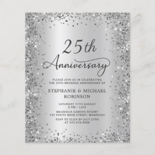 Convite de Aniversário de Casamento de 25 Anos em 