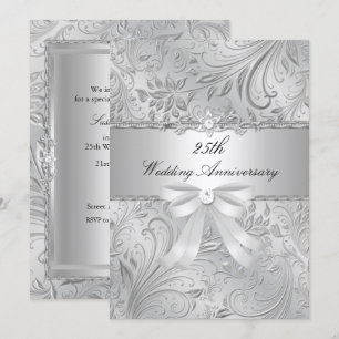 Convite de Aniversário de Casamento de 25 anos Flo