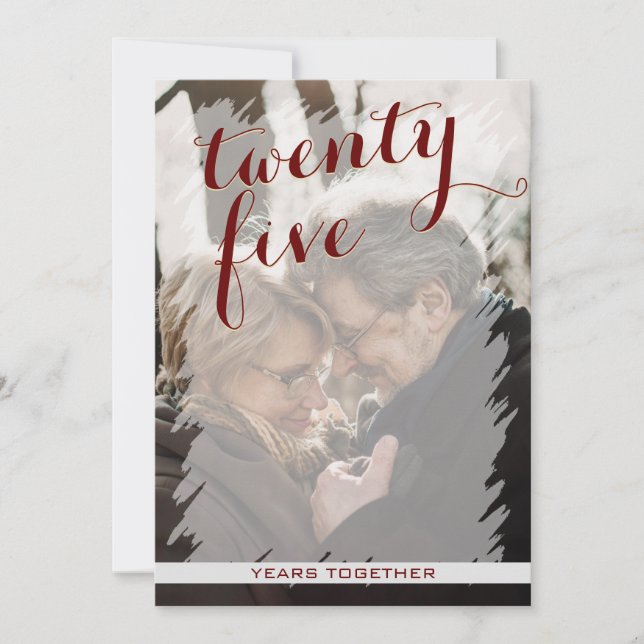 Convite de Aniversário de Casamento de 25 Anos Fot (Frente)