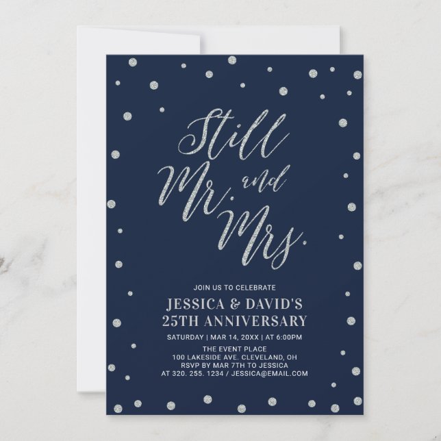 Convite de Aniversário de Casamento de 25 anos Pra (Frente)