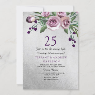 Convite de Aniversário de Casamento de 25 Anos Pra
