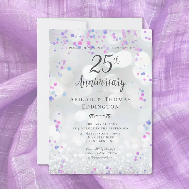 Convite de Aniversário de Casamento de 25 Silver (25th Silver Wedding Anniversary Invitation
)