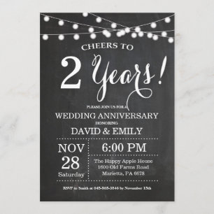 Convite de Aniversário de Casamento de 2 Anos em Q