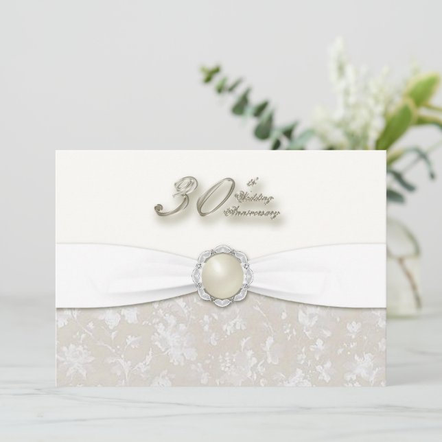 Convite de Aniversário de Casamento de 30 Anos (Em pé/Frente)