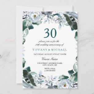 Convite de Aniversário de Casamento de 30 Anos Flo