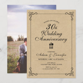 Convite de Aniversário de Casamento de 30 Anos Kra