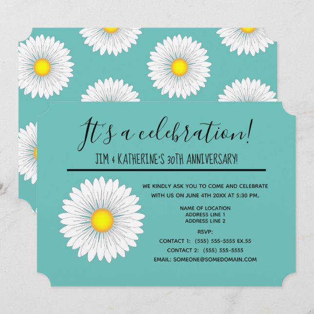 Convite de Aniversário de Casamento de 30 Anos Tea (Frente/Verso)