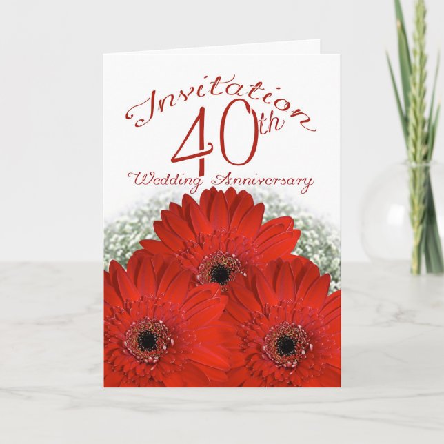 convite de aniversário de casamento de 40 anos - c (Frente)