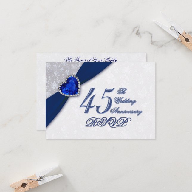 Convite de Aniversário de Casamento de 45 Anos com (Frente/Verso In Situ)