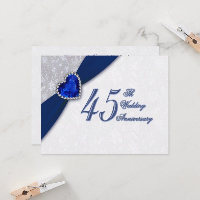 Convite de Aniversário de Casamento de 45 Anos Dam (Frente/Verso In Situ)