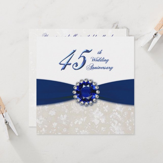 Convite de Aniversário de Casamento de 45 Anos Dam (Frente/Verso In Situ)