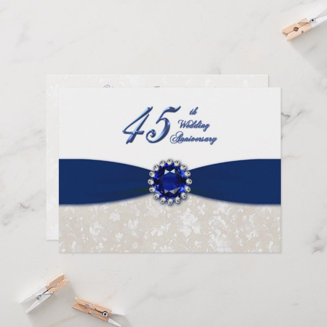 Convite de Aniversário de Casamento de 45 Anos Dam (Frente/Verso In Situ)