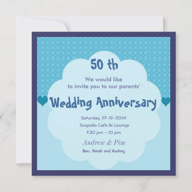 Convite de Aniversário de Casamento de 50 Anos (Frente)
