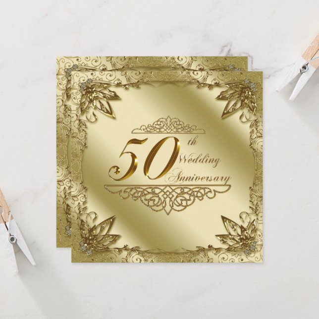 Convite de Aniversário de Casamento de 50 anos (Frente/Verso In Situ)