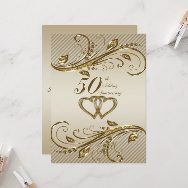 Convite de Aniversário de Casamento de 50 Anos (Frente/Verso In Situ)