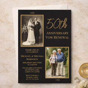 Convite de Aniversário de Casamento de 50 Anos Bla
