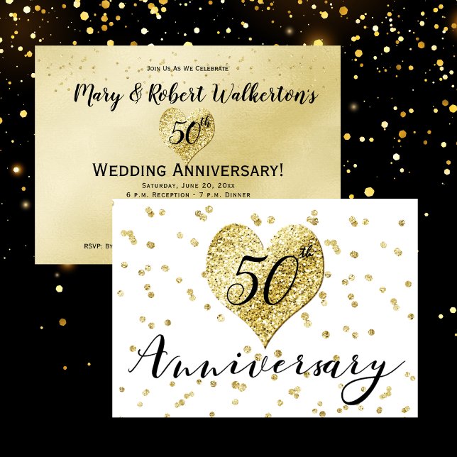 Convite de Aniversário de Casamento de 50 Anos - C (Criador carregado)