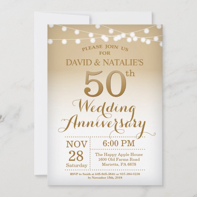 Convite de Aniversário de Casamento de 50 anos Dou (Frente)