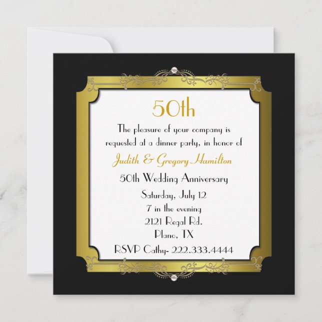 Convite de Aniversário de Casamento de 50 anos Ele (Frente)