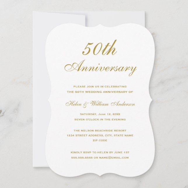 Convite de Aniversário de Casamento de 50 Anos em  (Frente)