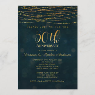 Convite de Aniversário de Casamento de 50 Anos Fau