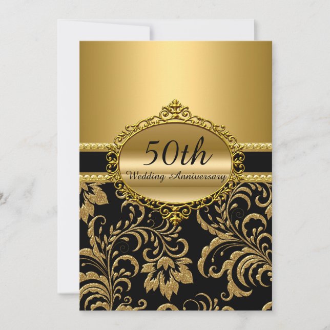 Convite de Aniversário de Casamento de 50 Anos Flo (Frente)
