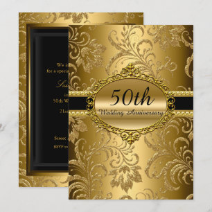 Convite de Aniversário de Casamento de 50 anos Flo