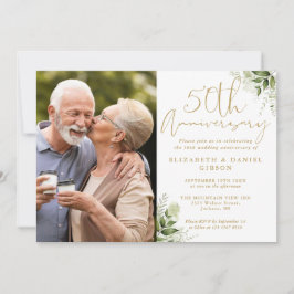 Convite de Aniversário de Casamento de 50 Anos Flo
