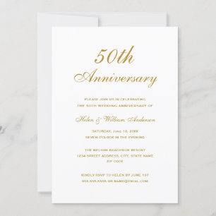 Convite de Aniversário de Casamento de 50 anos Gol
