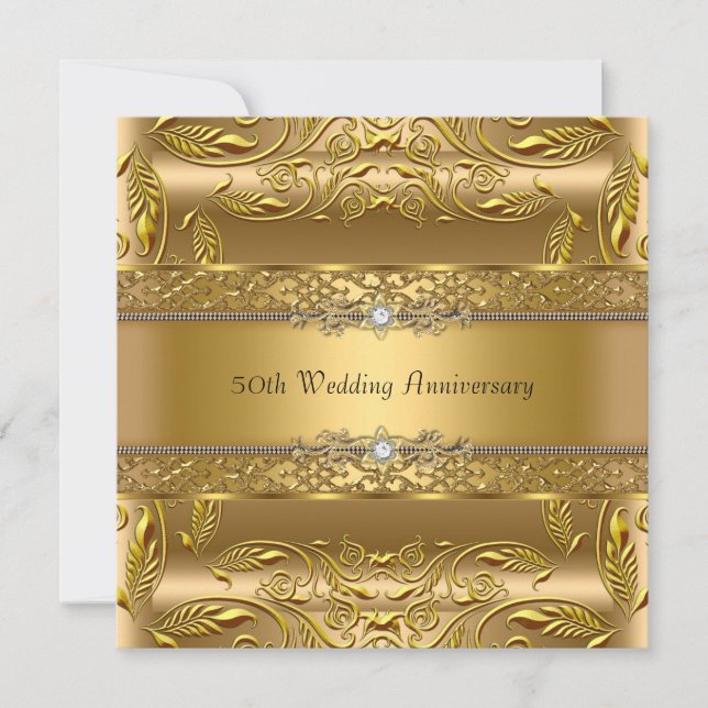 Convite de Aniversário de Casamento de 50 anos Gol (Frente)