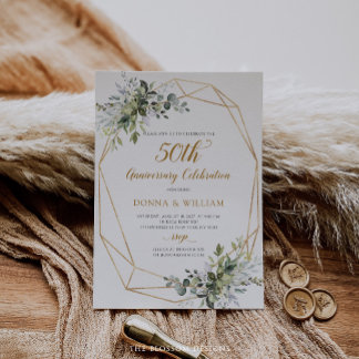 Convite de Aniversário de Casamento de 50 anos Gre