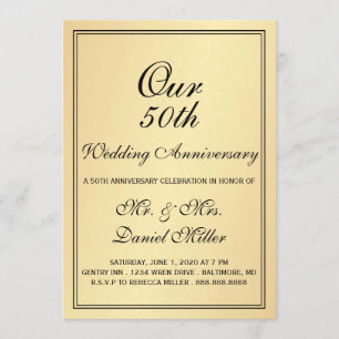 Convite de Aniversário de Casamento de 50 Anos Luz