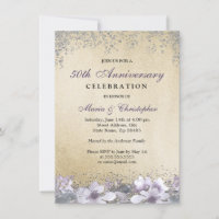 Convite de Aniversário de Casamento de 50 Anos Pur
