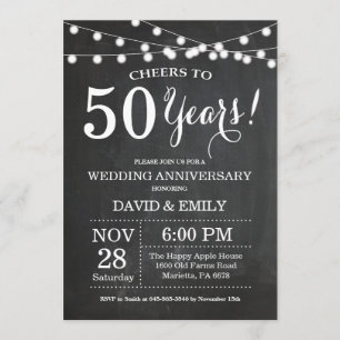 Convite de Aniversário de Casamento de 50 Anos Qua