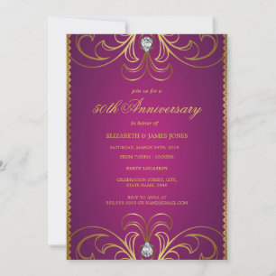Convite de Aniversário de Casamento de 50 anos Ros