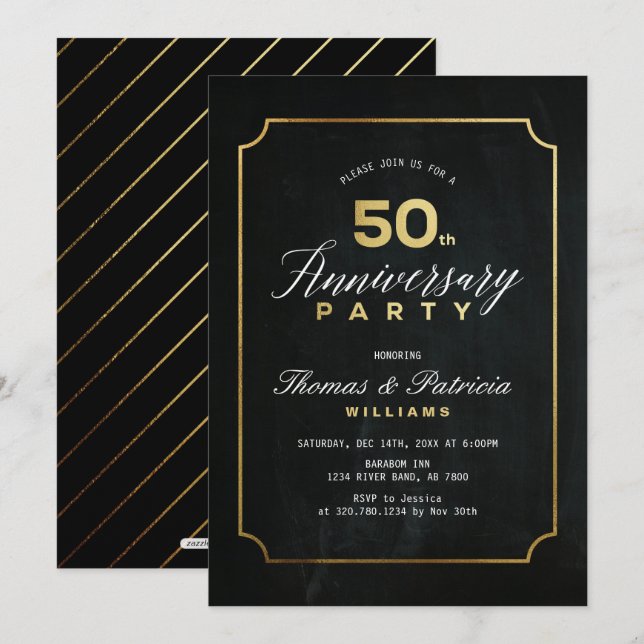 Convite de Aniversário de Casamento de 50 Anos Typ (Frente/Verso)
