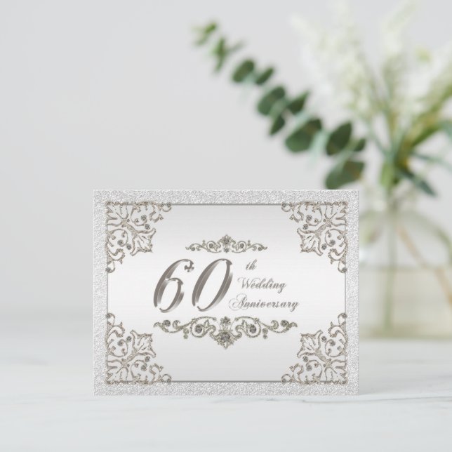 Convite de Aniversário de Casamento de 60 Anos Bri (Em pé/Frente)