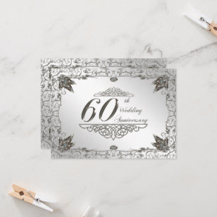 Convite de Aniversário de Casamento de 60 anos Flo