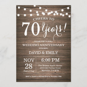 Convite de Aniversário de Casamento de 70 anos Rus