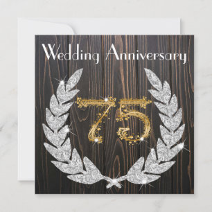Convite de Aniversário de Casamento de 75 anos Dia