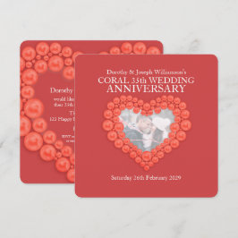 convite de aniversário de casamento de coral 35 an