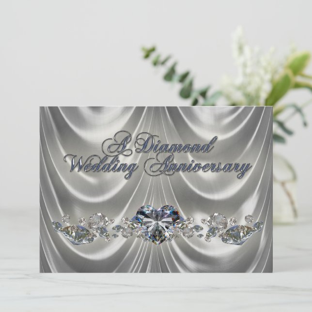 Convite de Aniversário de Casamento de Diamante (Em pé/Frente)